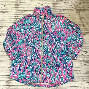 Lilly Pulitzer Dedee Swing Jacket Tiki Pink Shake It Up Sz XS Oversized Full Zip